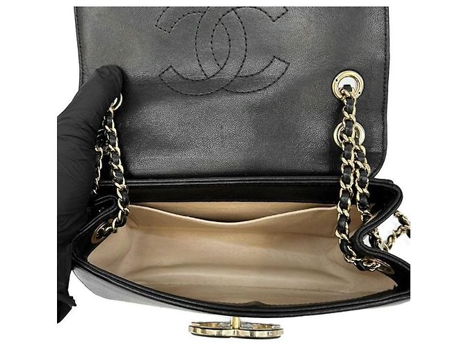 Chanel Borsa a tracolla con patta a chevron nera Nero - vista 7