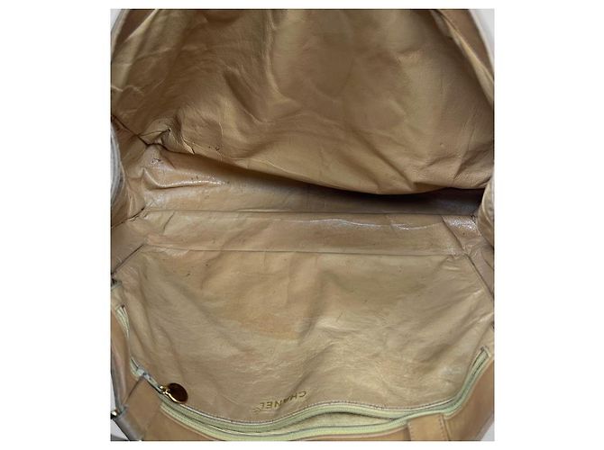 Chanel Sac à épaule Big CC Chain en agneau beige - vue 11