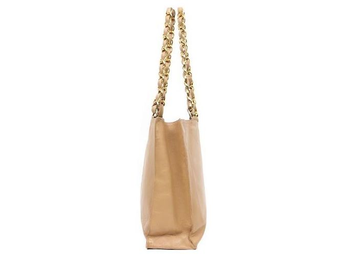Chanel Sac à épaule Big CC Chain en agneau beige - vue 2