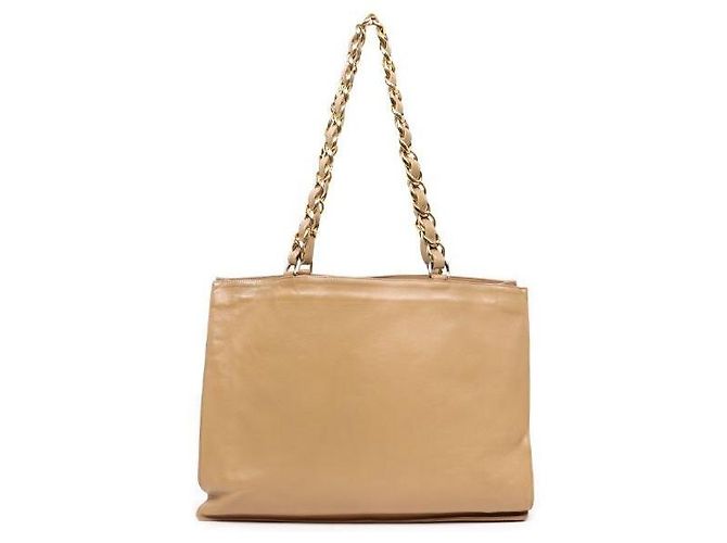 Chanel Sac à épaule Big CC Chain en agneau beige - vue 3
