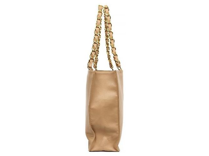 Chanel Borsa a tracolla beige con grande catena CC Marrone - vista 2