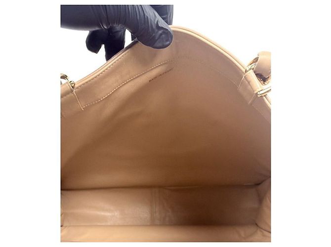 Chanel Borsa a tracolla beige con grande catena CC Marrone - vista 9