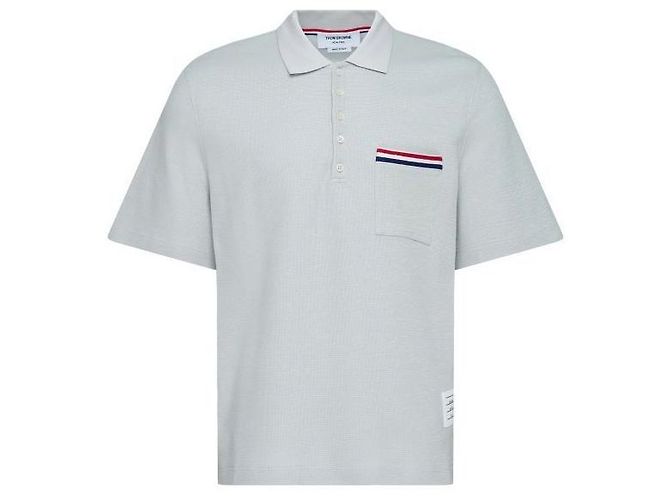Thom Browne Texturiertes Baumwoll-Leinen-Polo mit RWB-Stickerei - Ansicht 3