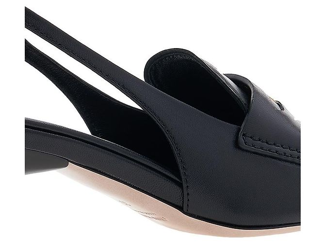 Miu Miu Décolleté slingback in pelle con logo da donna XUQ Nero - vista 10