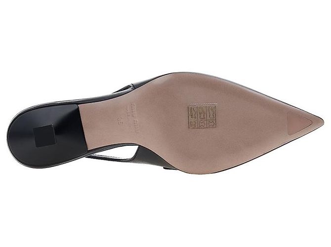 Miu Miu Décolleté slingback in pelle con logo da donna XUQ Nero - vista 5