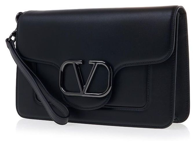 Valentino Clutch in pelle Logo Nero - vista 2