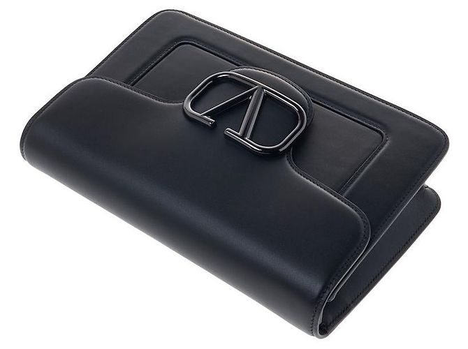 Valentino Clutch in pelle Logo Nero - vista 4