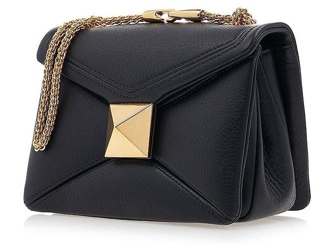 Valentino Borsa a tracolla in pelle con catena e borchia da donna ILK Nero - vista 2