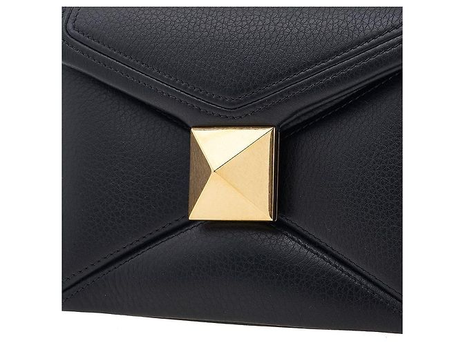 Valentino Borsa a tracolla in pelle con catena e borchia da donna ILK Nero - vista 7
