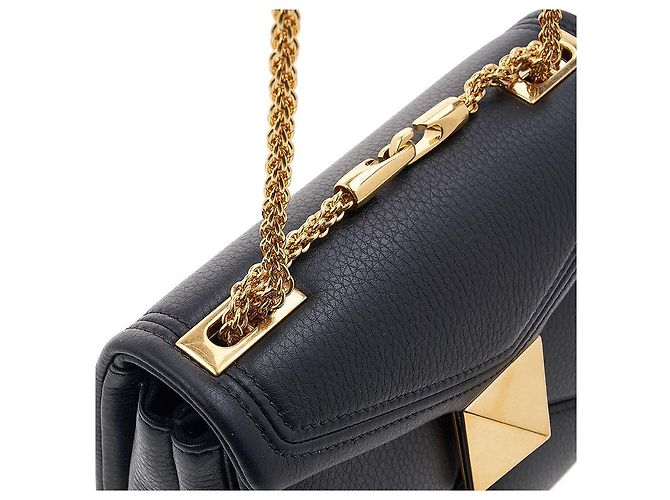 Valentino Borsa a tracolla in pelle con catena e borchia da donna ILK Nero - vista 8