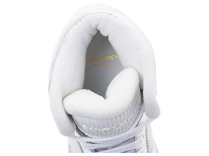 Saint Laurent Sneakers mid-top in pelle grana per donna AAAWS Argento - vista 7