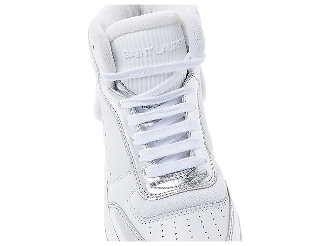Saint Laurent Sneakers mid-top in pelle grana per donna AAAWS Argento - vista 8