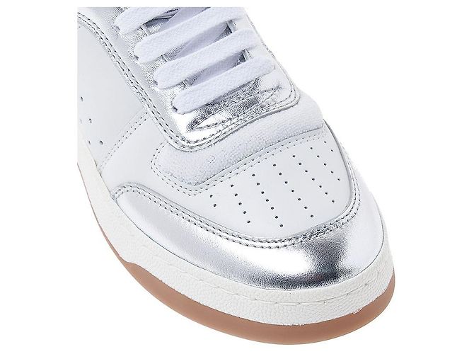 Saint Laurent Sneakers mid-top in pelle grana per donna AAAWS Argento - vista 9