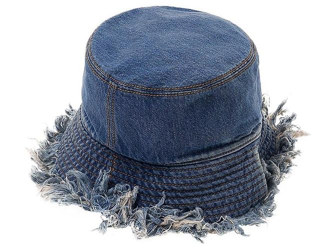 Fendi Denim-Bucket-Hat mit Logo und Fransen Blau - Ansicht 3