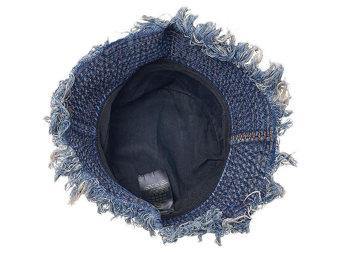 Fendi Denim-Bucket-Hat mit Logo und Fransen Blau - Ansicht 5