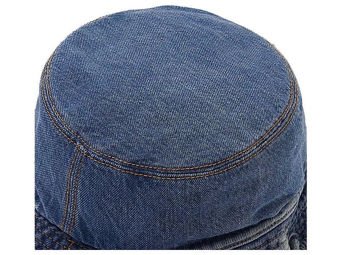 Fendi Denim-Bucket-Hat mit Logo und Fransen Blau - Ansicht 8