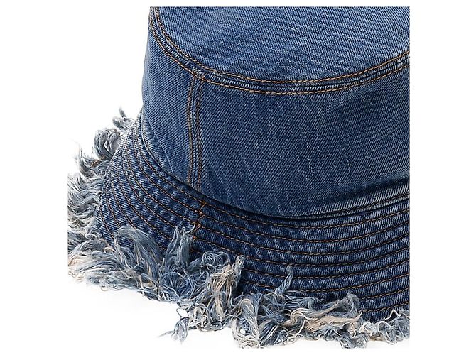 Fendi Denim-Bucket-Hat mit Logo und Fransen Blau - Ansicht 9