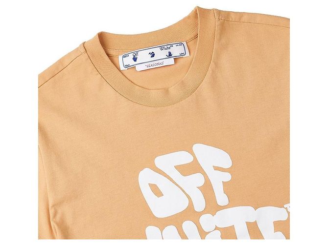 Off White Baumwoll-T-Shirt mit Logo-Print für Damen Orange - Ansicht 3