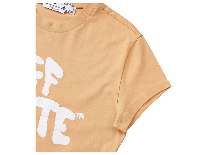 Off White Baumwoll-T-Shirt mit Logo-Print für Damen Orange - Ansicht 4