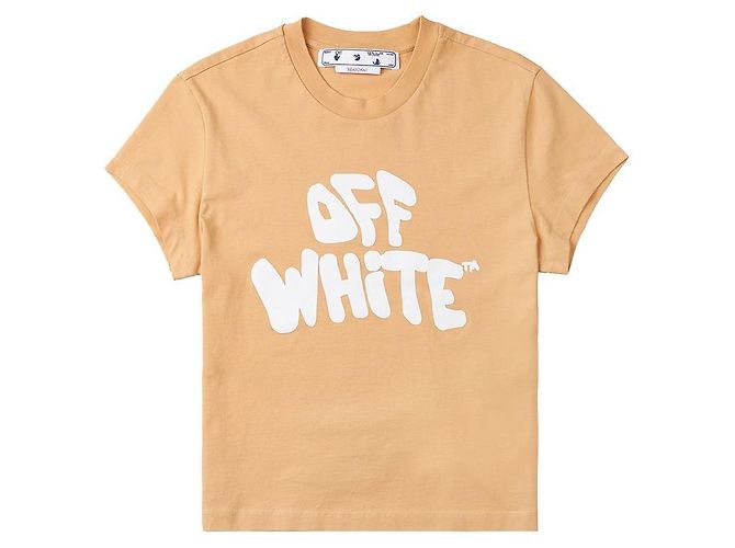 Off White Baumwoll-T-Shirt mit Logo-Print für Damen Orange - Ansicht 8