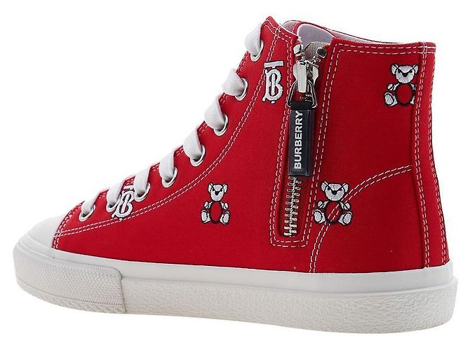 Burberry Sneakers alte monogramma Teddy Bear per bambini MINI LARKHALL HT Rosso - vista 3