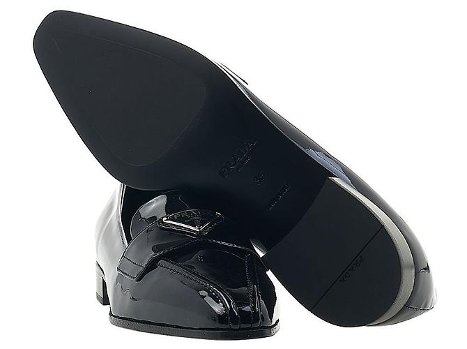 Prada Mocassini in pelle verniciata da donna Nero - vista 5