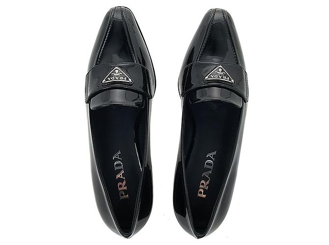 Prada Mocassini in pelle verniciata da donna Nero - vista 6