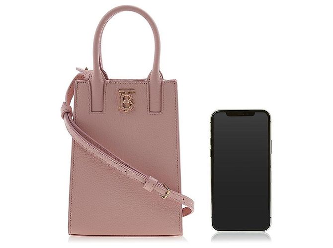 Burberry Borsa Micro Francis Phone Tote in pelle martellata Rosso - vista 6