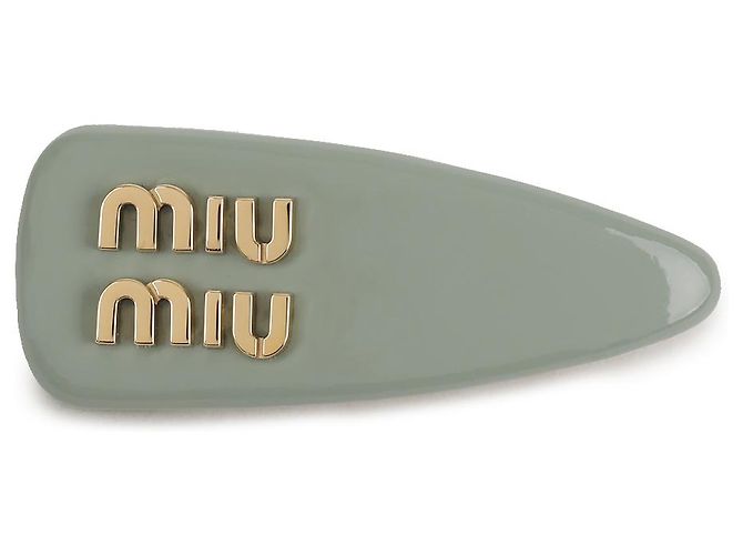 Miu Miu Fermi capelli in pelle verniciata Blu - vista 3