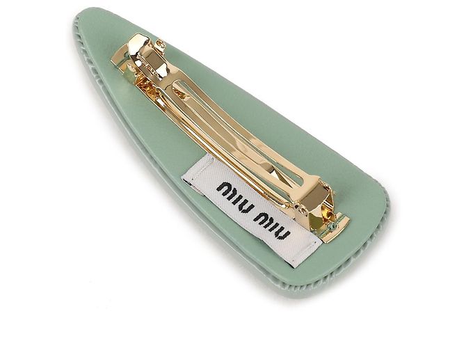 Miu Miu Fermi capelli in pelle verniciata Blu - vista 6