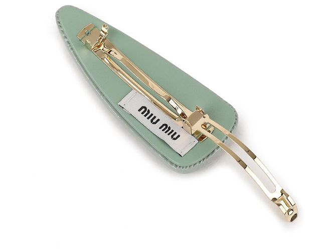 Miu Miu Fermi capelli in pelle verniciata Blu - vista 7