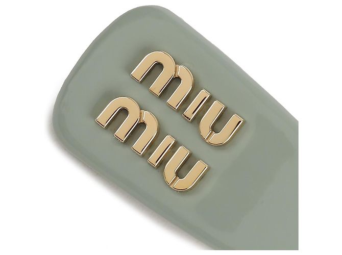 Miu Miu Fermi capelli in pelle verniciata Blu - vista 8