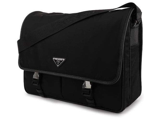 Prada Borsa tote in nylon e pelle Saffiano Nero - vista 4