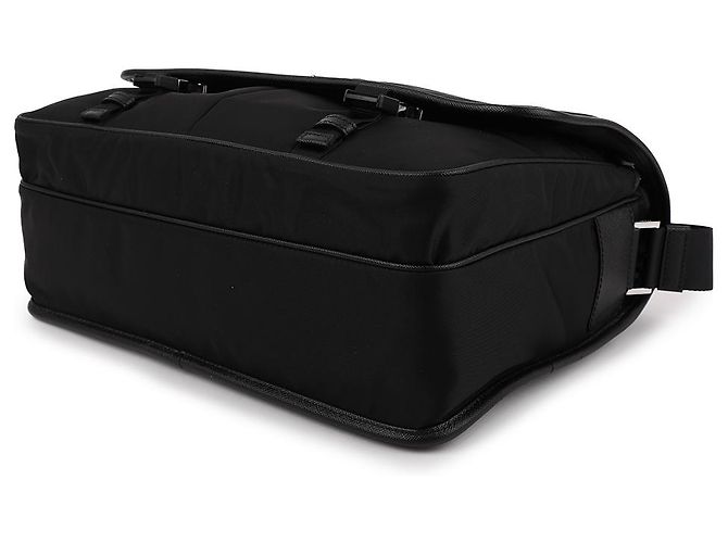 Prada Borsa tote in nylon e pelle Saffiano Nero - vista 6