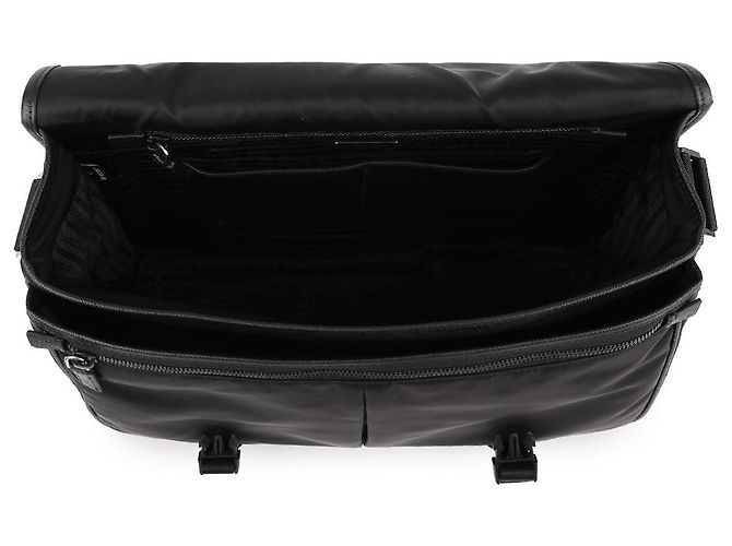 Prada Borsa tote in nylon e pelle Saffiano Nero - vista 7