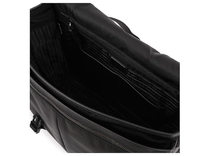 Prada Borsa tote in nylon e pelle Saffiano Nero - vista 8