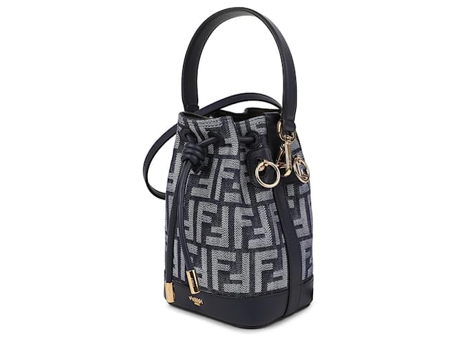 Fendi Borsa a Tracolla Montrezzo Denim Blu - vista 4