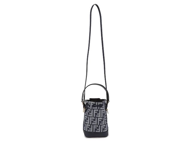 Fendi Borsa a Tracolla Montrezzo Denim Blu - vista 5