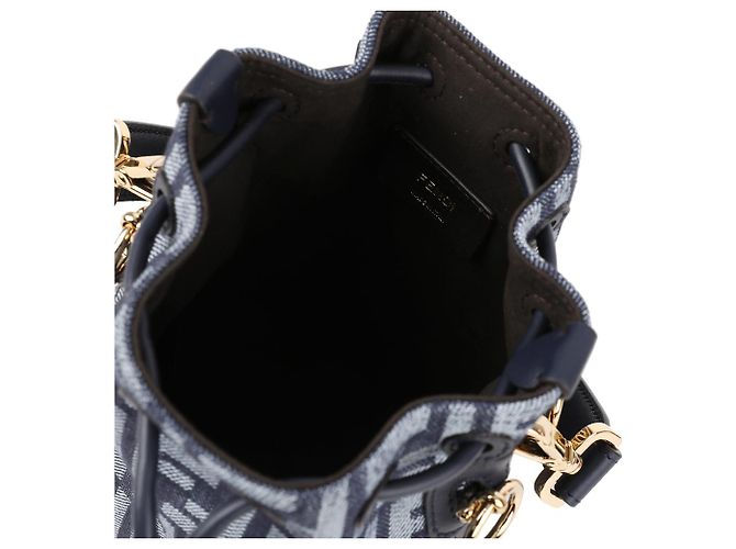Fendi Borsa a Tracolla Montrezzo Denim Blu - vista 8