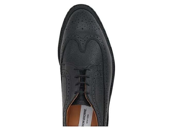Thom Browne Pebble Grain Leather Sole Longwing Brogue Black - view 6
