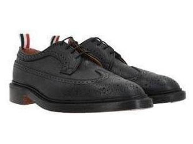 Thom Browne Pebble Grain Leather Sole Longwing Brogue Black - view 7