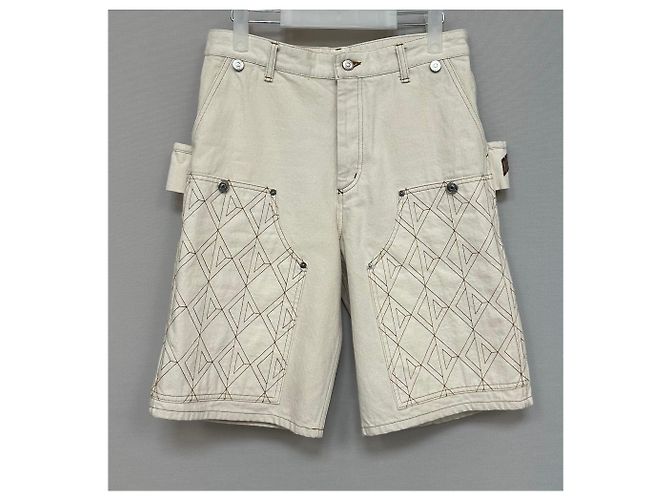 Dior Denim Tears Dior Tears Carpenter Bermuda Shorts Cotton Denim White Bianco - vista 2