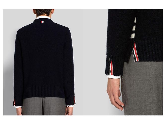 Thom Browne Diagonaler Wollkragen Navy Silber - Ansicht 3