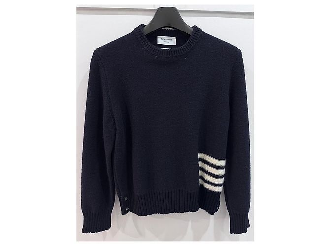 Thom Browne Diagonaler Wollkragen Navy Silber - Ansicht 4