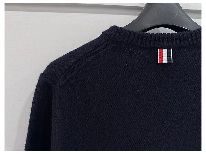 Thom Browne Diagonaler Wollkragen Navy Silber - Ansicht 6