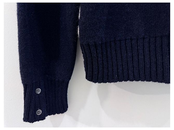 Thom Browne Diagonaler Wollkragen Navy Silber - Ansicht 7