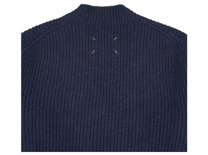 Maison Martin Margiela Wollpullover für Herren mit Rückennähten Schwarz - Ansicht 6