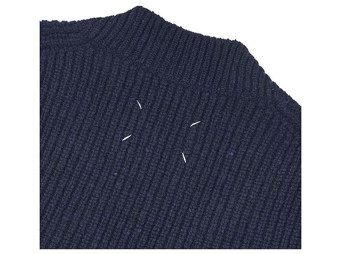 Maison Martin Margiela Wollpullover für Herren mit Rückennähten Schwarz - Ansicht 7