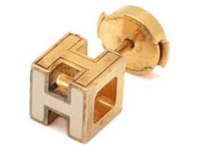 Hermès Orecchini a cubo placcati in oro Bianco - vista 3