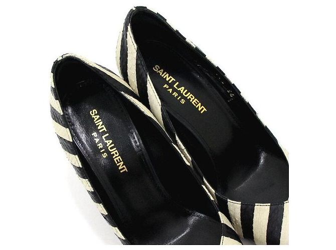 Saint Laurent Scarpe da donna con motivo pitone e righe Multicolore - vista 7
